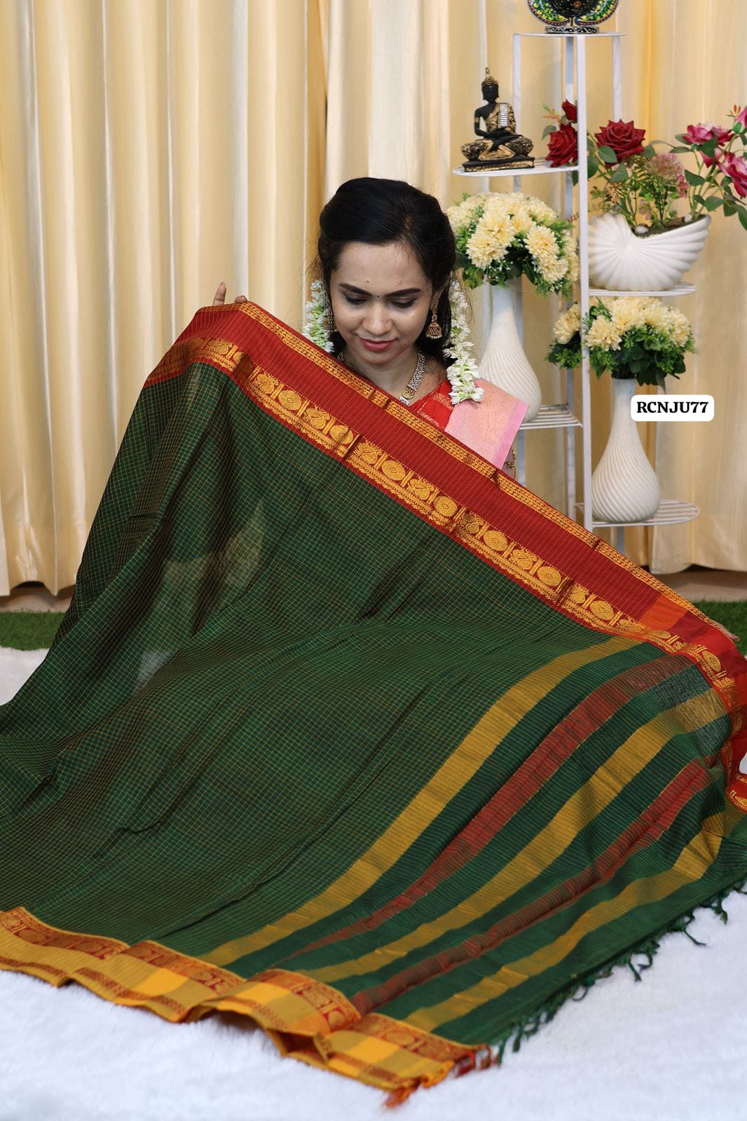 Soft cotton saree with checks Ganga Jamuna border😍🥳