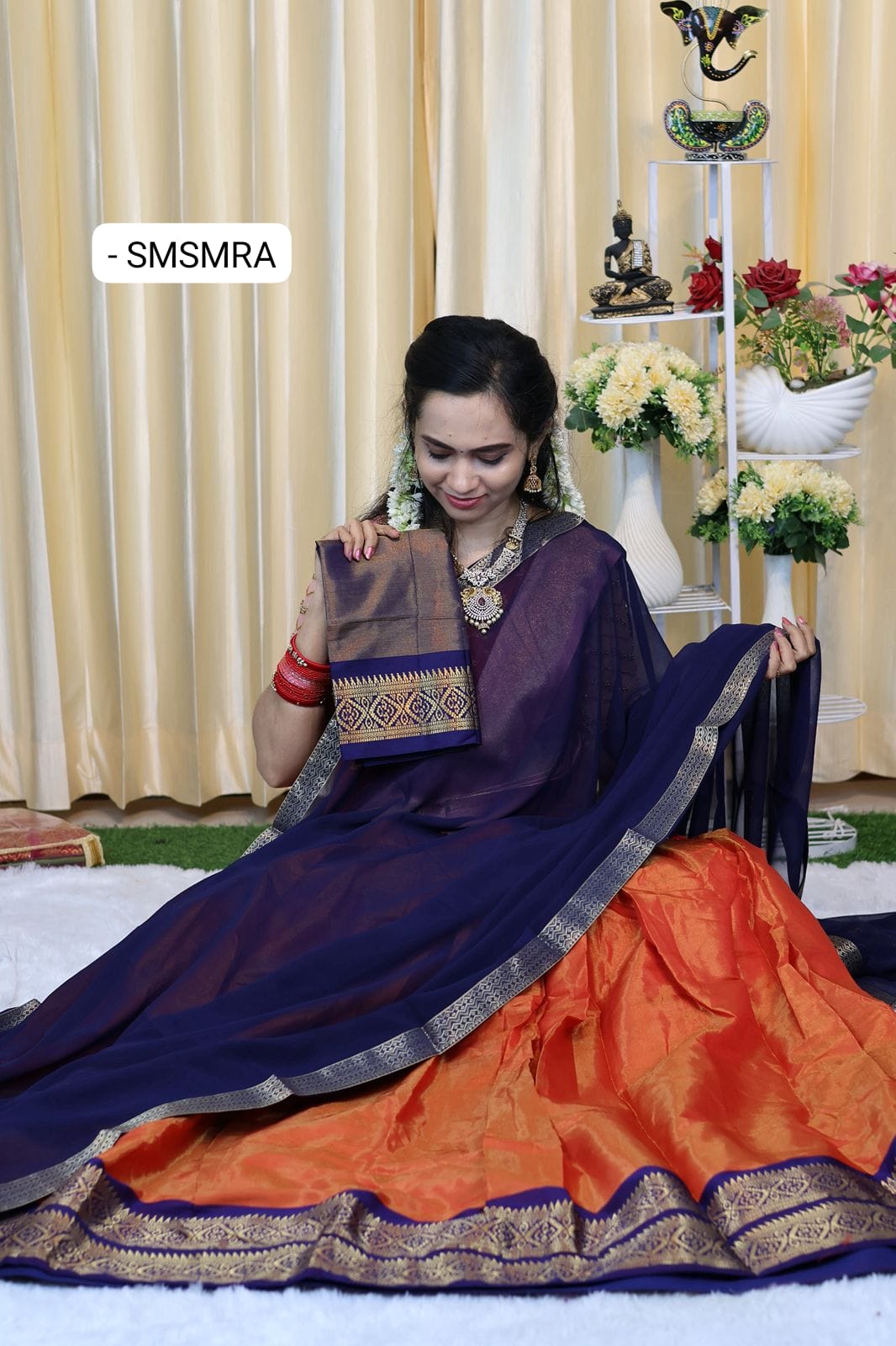 Kanchivaram semi silk zari weaving halfsaree 🥳