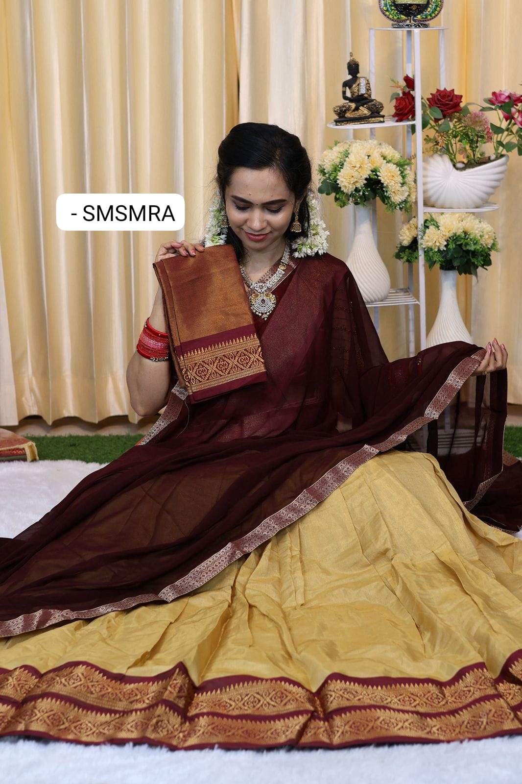 Kanchivaram semi silk zari weaving halfsaree 🥳