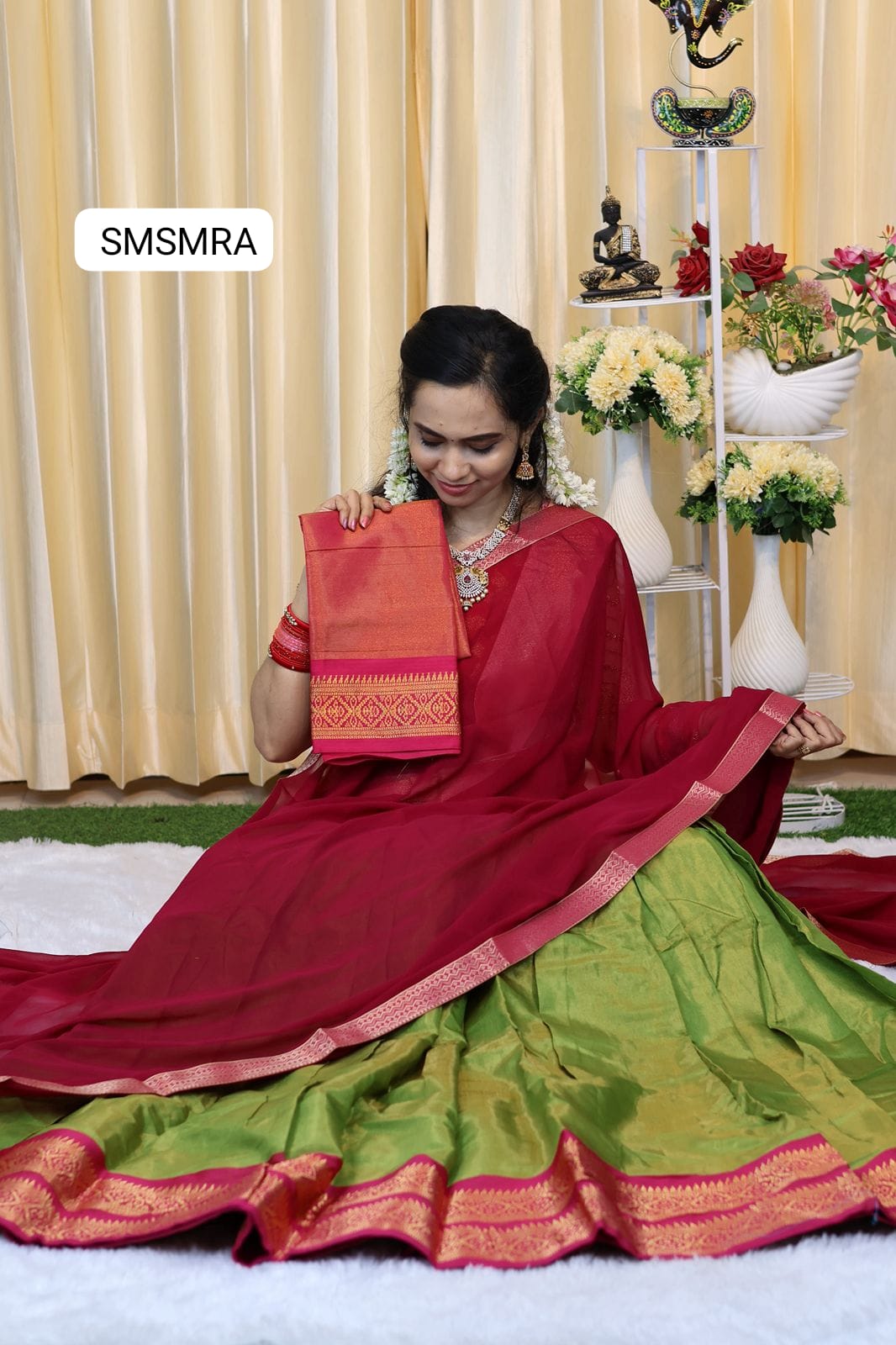Kanchivaram semi silk zari weaving halfsaree 🥳