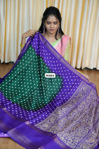 Bandhini silk sarees🥰😎📚🌈