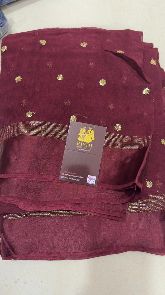 Pure georgette with chumky work🥳