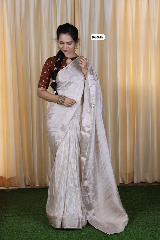 Premium viscose .tissue silk saree with  viscose tissue zari blouse 🥳