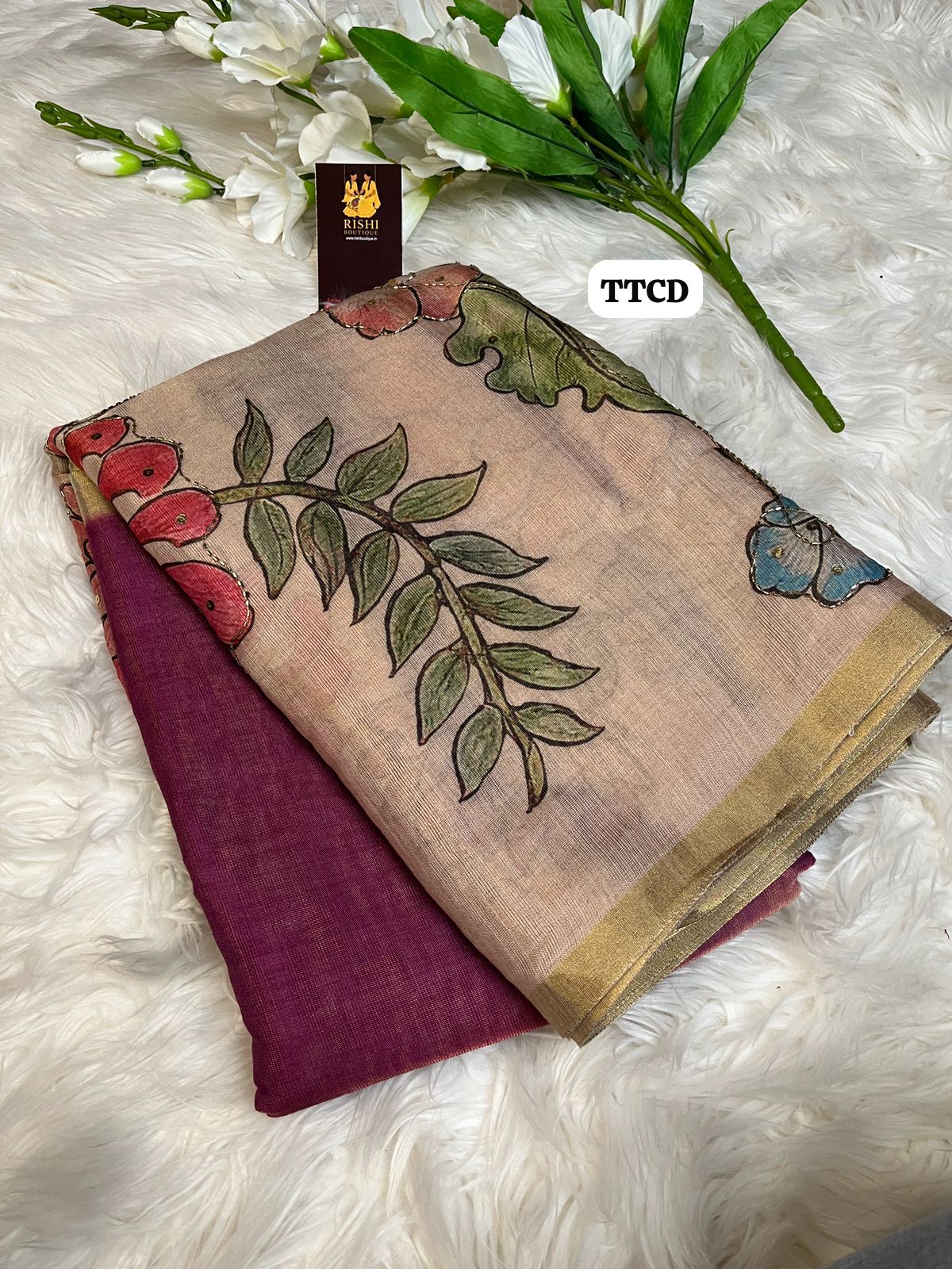 Jute silk saree with chumkey work
🥳✅