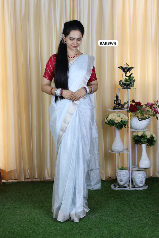 Pure viscose Chinnon saree with beautiful Pastel color paired with viscose zari blouse🥳