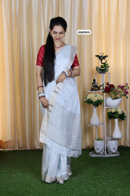 Pure viscose Chinnon saree with beautiful Pastel color paired with viscose zari blouse🥳
