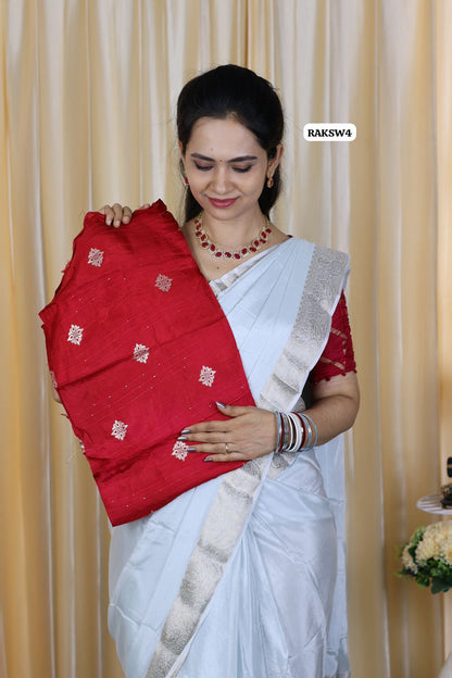 Pure viscose Chinnon saree with beautiful Pastel color paired with viscose zari blouse🥳