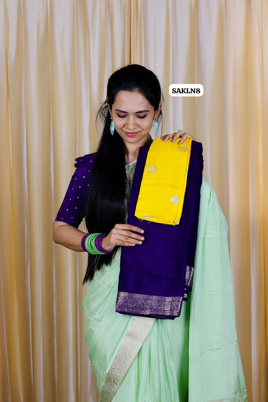 Pure viscose Chinnon saree with beautiful Pastel color paired with viscose zari blouse🥳