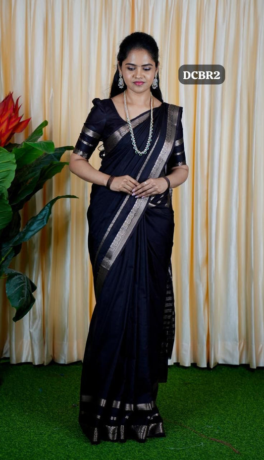 Semi Mysore silk saree. Deep chocolate brown🥳
