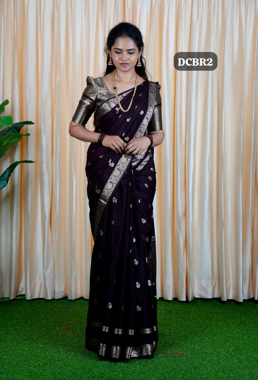 Premium Warm silk saree. Deep chocolate brown 🍏📍🥳Golden Zari