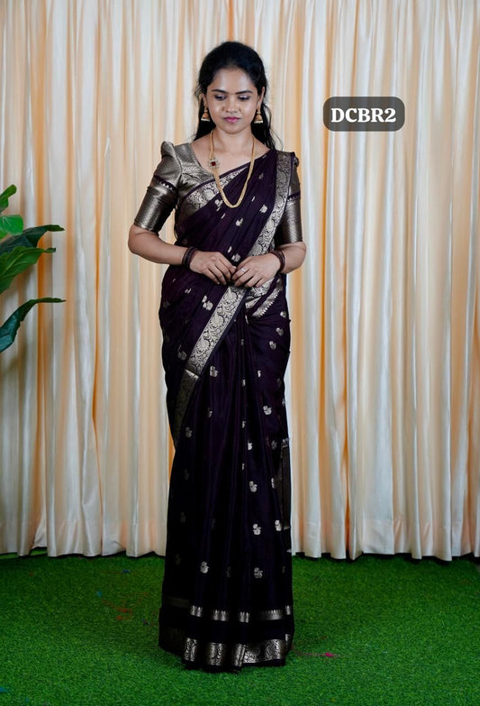 Premium Warm silk saree. Deep chocolate brown 🥳