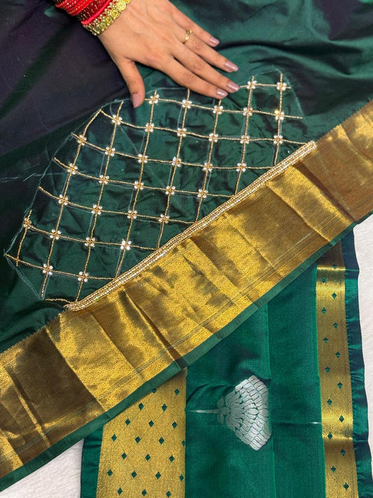 Premium kanchi semi soft silk saree and blouse combo 😍🥳