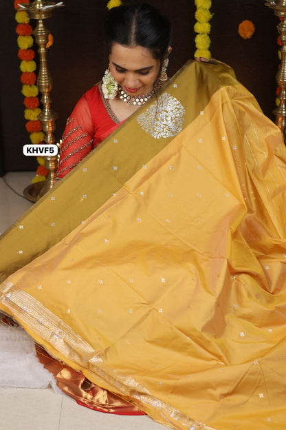 Kanchi Semi sift silk saree with zari weaving pallu and contrast blouse😍🥳