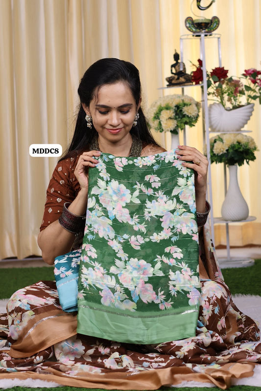 Buttery soft georgette saree with silver zari and floral Design😍😎🏃‍♀️