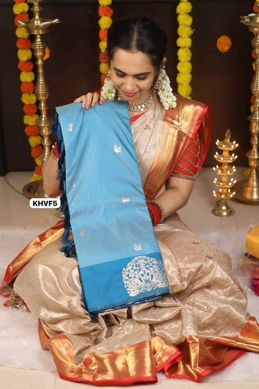 Kanchi Semi sift silk saree with zari weaving pallu and contrast blouse😍🥳