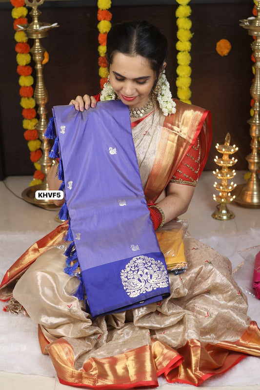 Kanchi Semi sift silk saree with zari weaving pallu and contrast blouse😍🥳