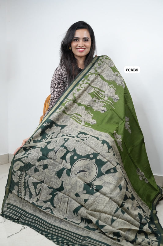 kalamkari Semi silk saree😍😎📚