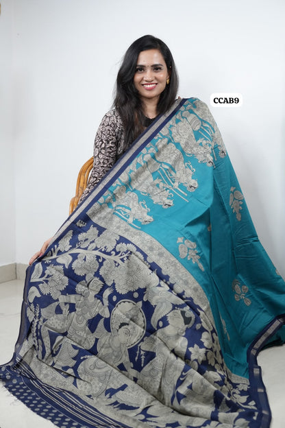 kalamkari Semi silk saree😍😎📚