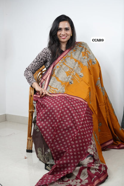 Kalamkari semi Modal silk Saree😍😎📚