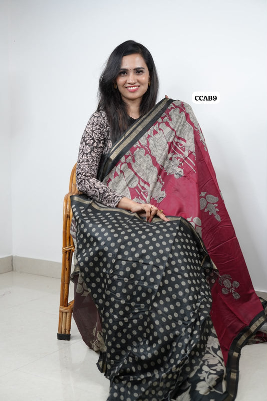 kalamkari Semi Model Silk saree😍😎📚