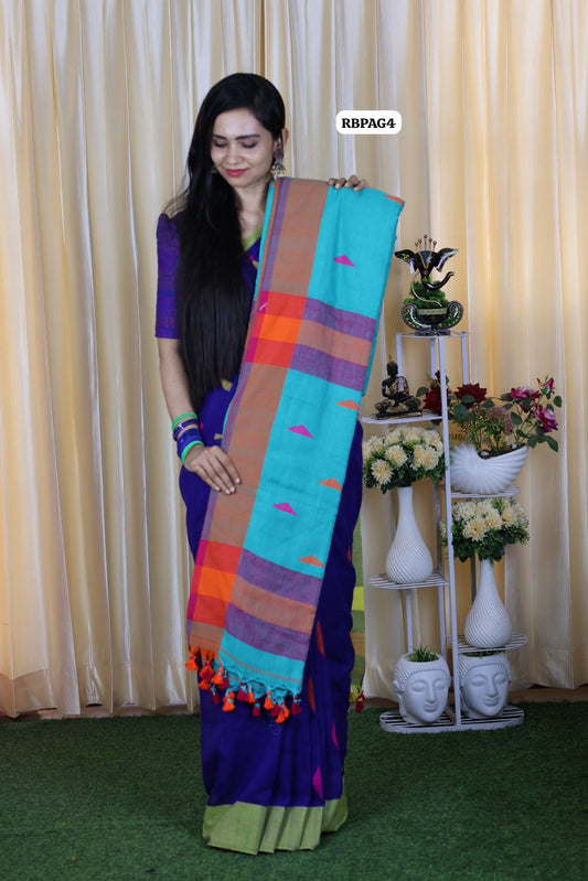Pure khadhi cotton saree Ganga Jamuna border😍🥳