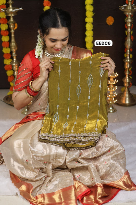 Christmas offer🥳Premium space silk saree with real stone work . Perfect for reception function🥳