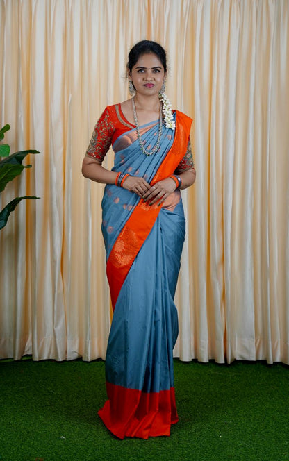 Korvai border soft silk sarees sold❌