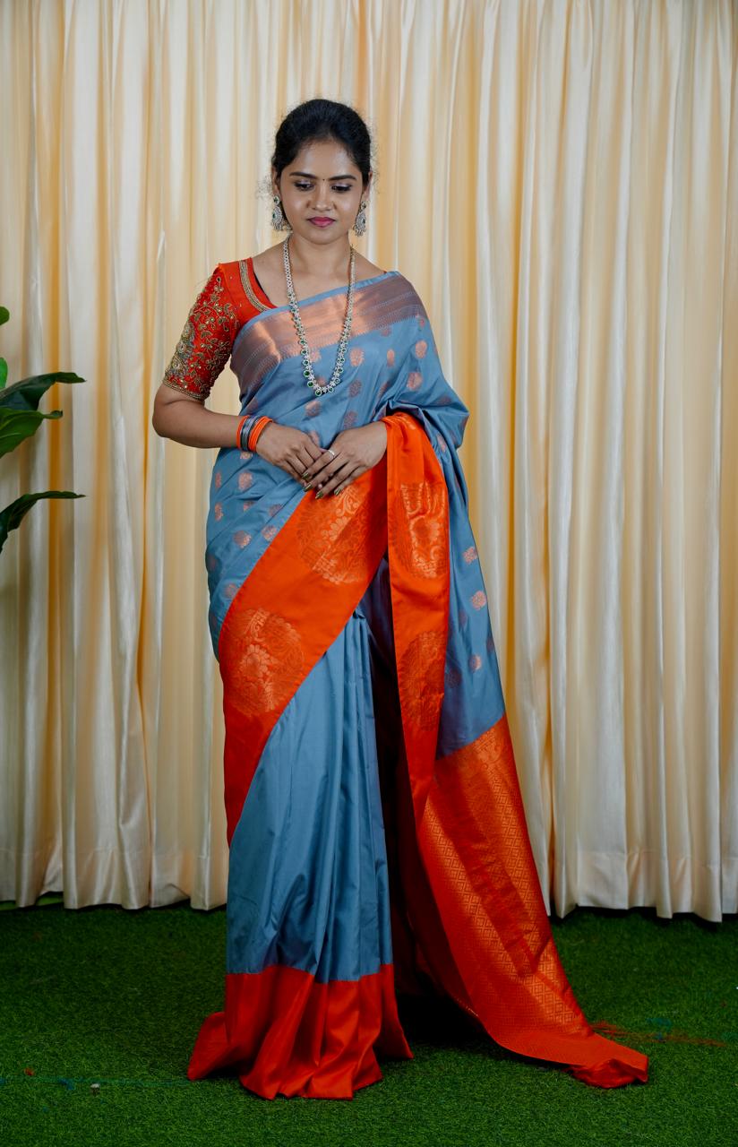 Korvai border soft silk sarees sold❌