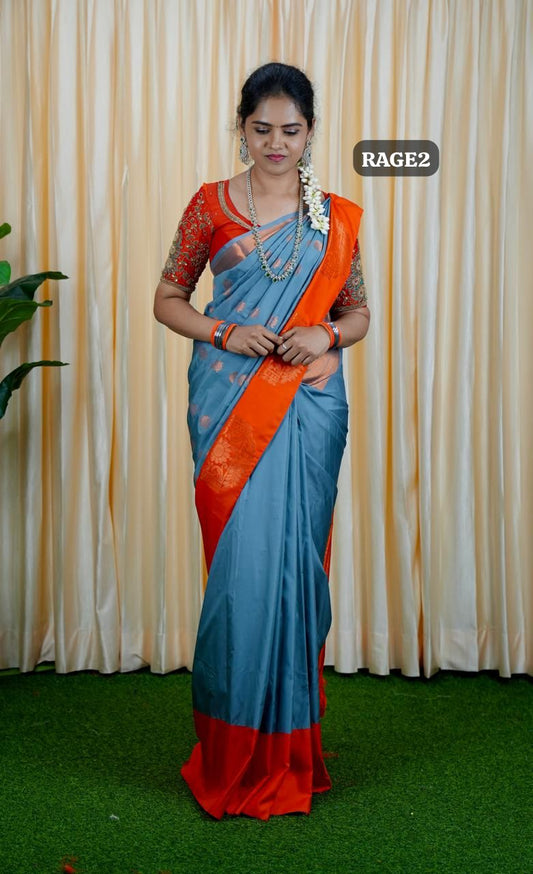 Korvai border soft silk sarees sold❌