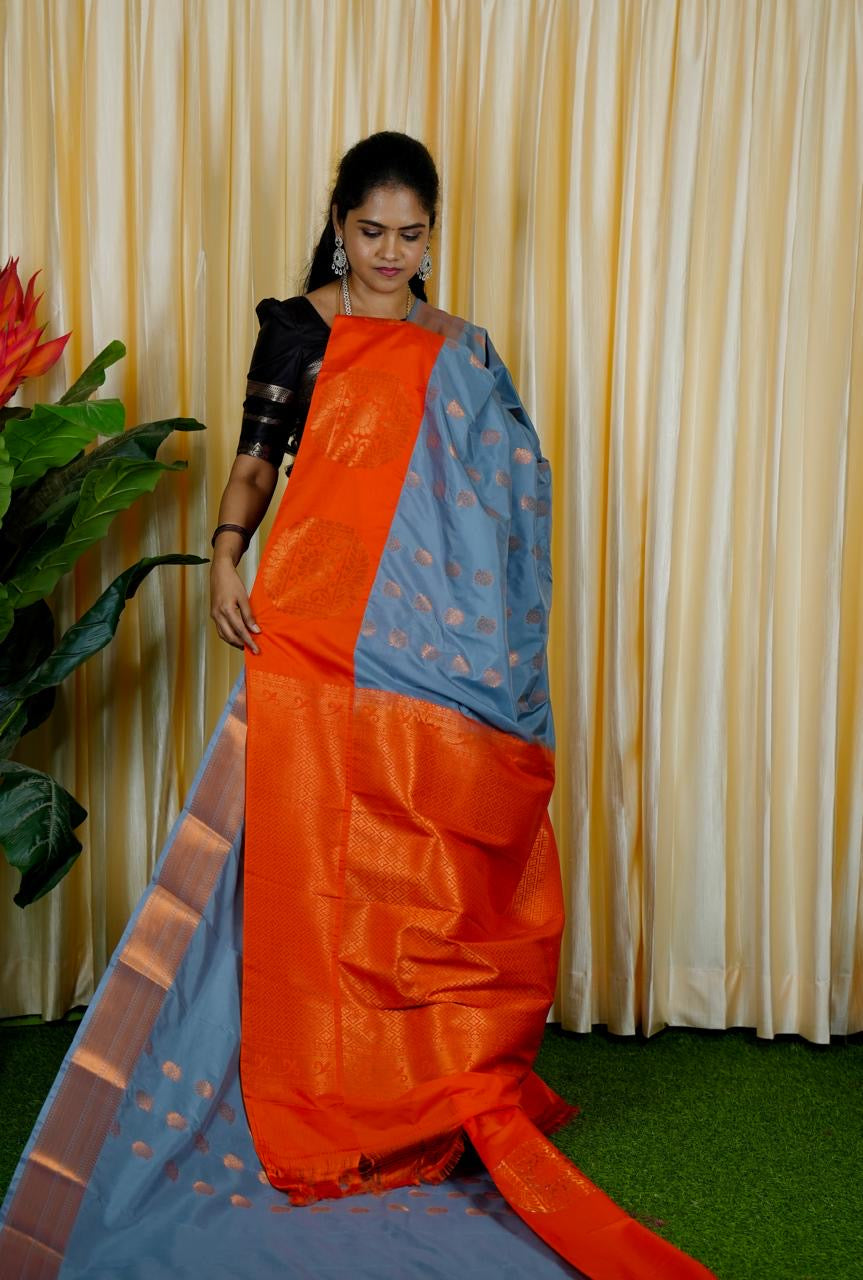 Korvai border soft silk sarees sold❌