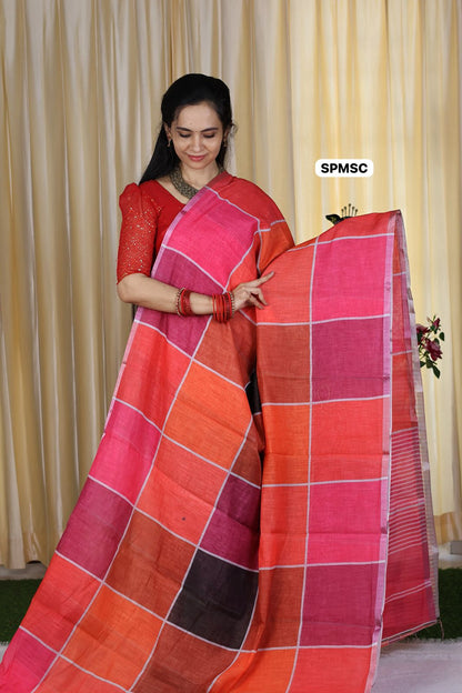 Cotton mix saree with attractive colours 🥳