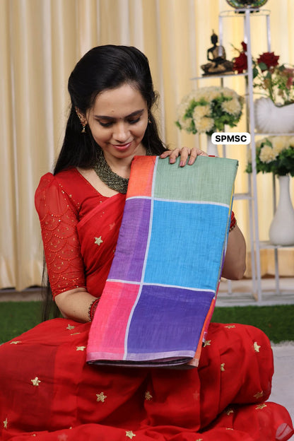 Cotton mix saree with attractive colours 🥳