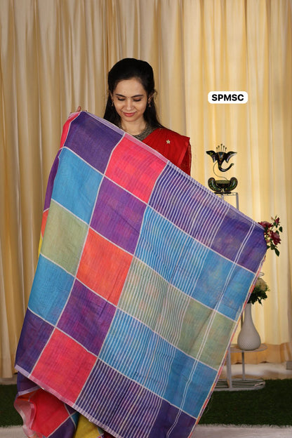 Cotton mix saree with attractive colours 🥳