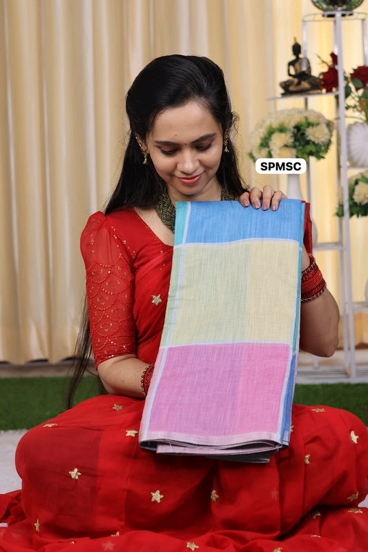 Cotton mix saree with attractive colours 🥳