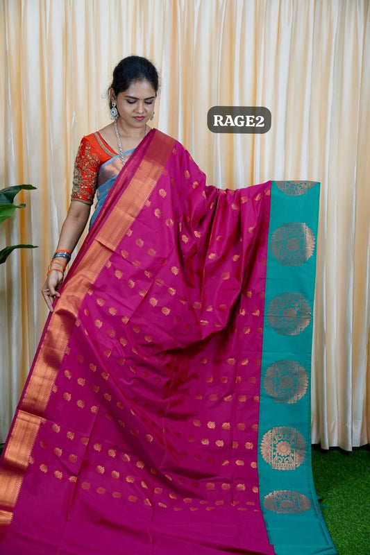 Korvai border soft silk sarees.