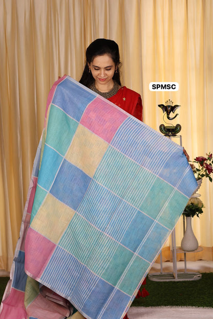 Cotton mix saree with attractive colours 🥳