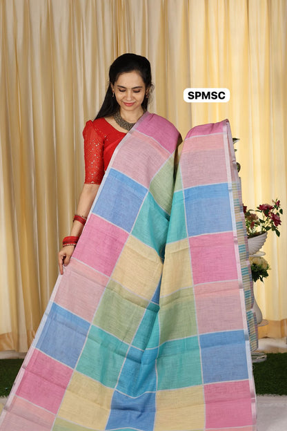 Cotton mix saree with attractive colours 🥳