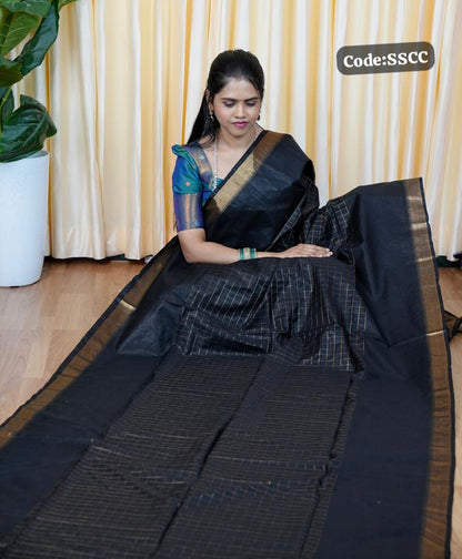Semi Tussar silk saree with Checked pattern 🥰📚