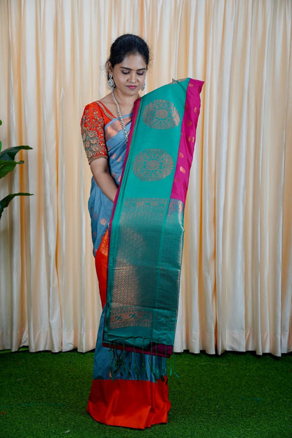 Korvai border soft silk sarees.