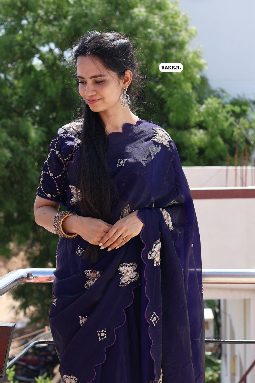 Premium Space silk with full chumkey work and butterfly design at just 🥳
