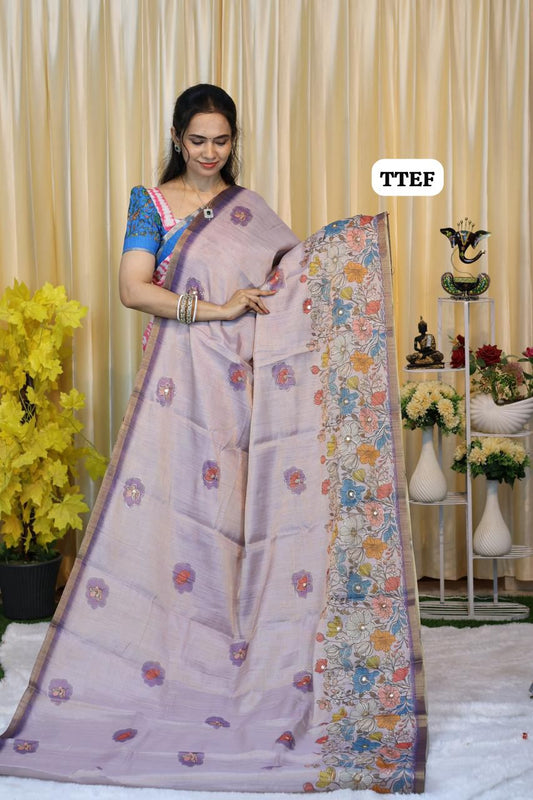 Jute silk saree with chumkey work 🥳