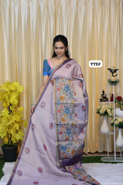 Jute silk saree with chumkey work 🥳