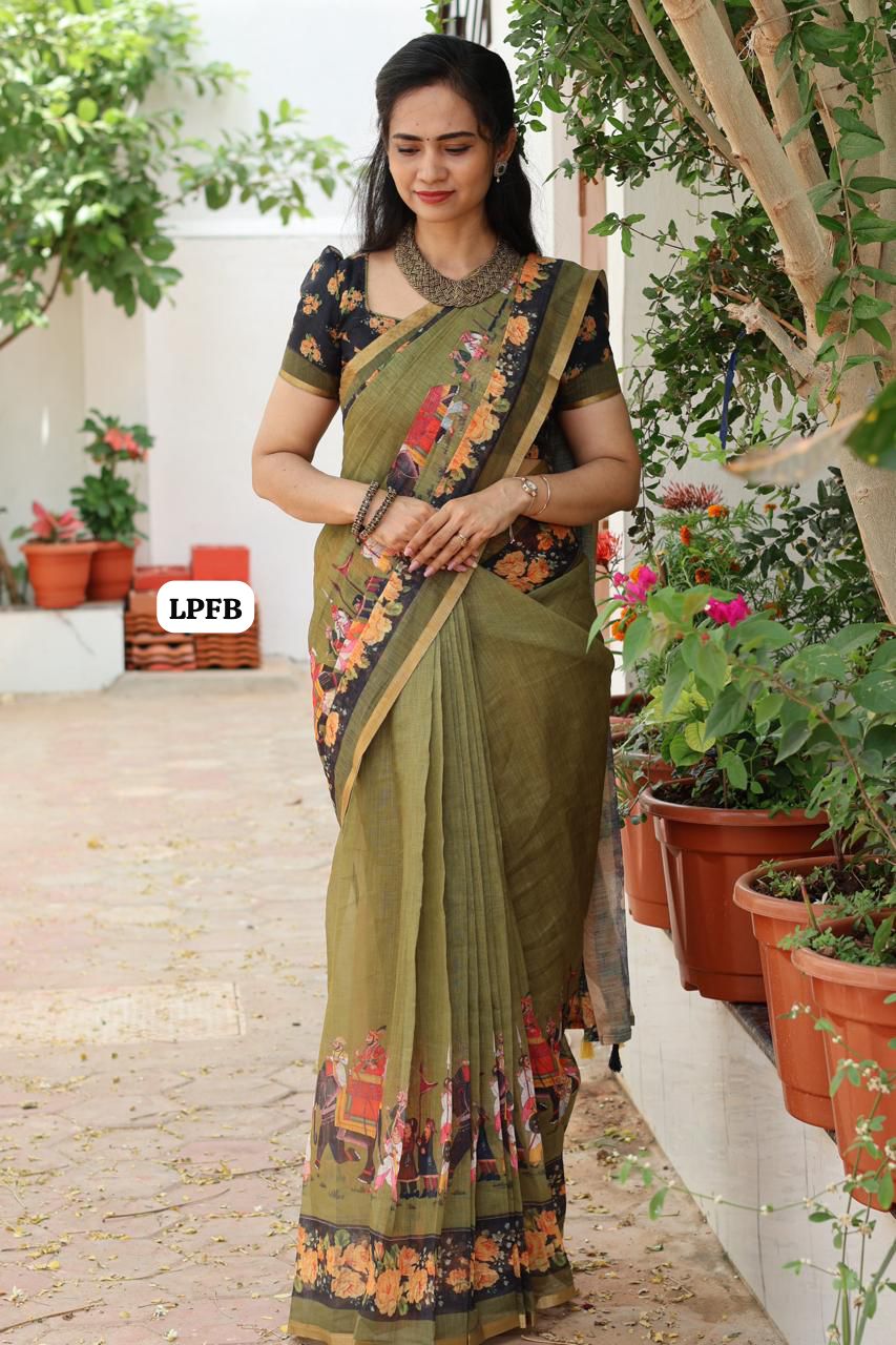 Linen cotton saree😍😎📚