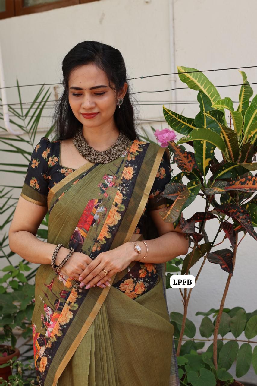 Linen cotton saree😍😎📚