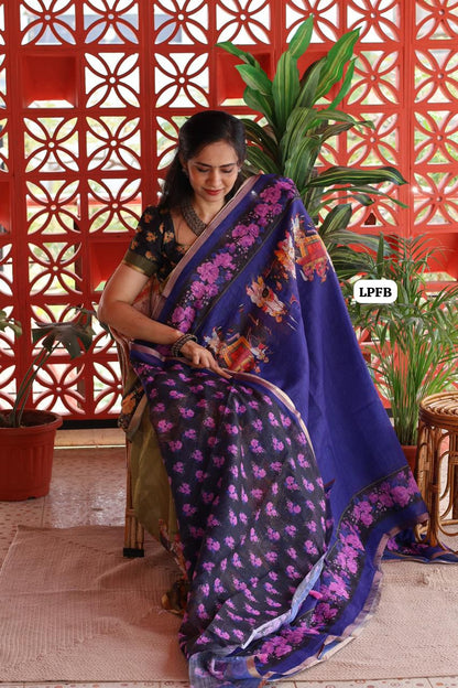 Linen cotton saree😍😎📚