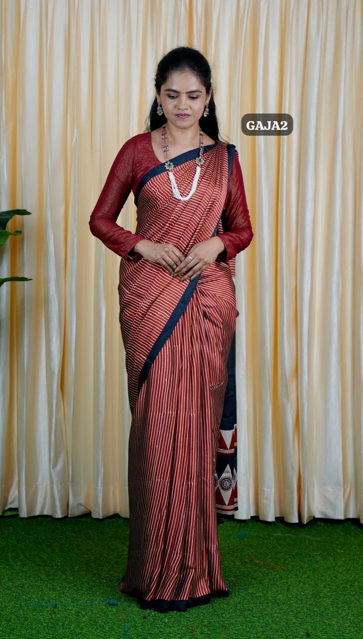 Gaji silk saree.Ajrakh Print 😍🥳✅