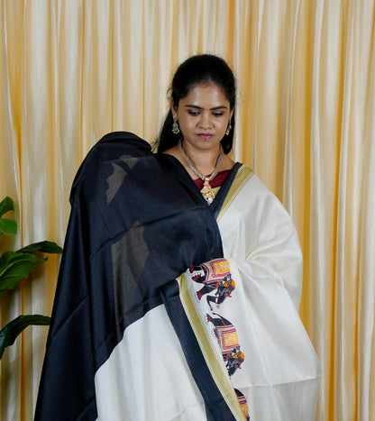 Kadhi cotton silk saree.with contrast blouse🥰🥳