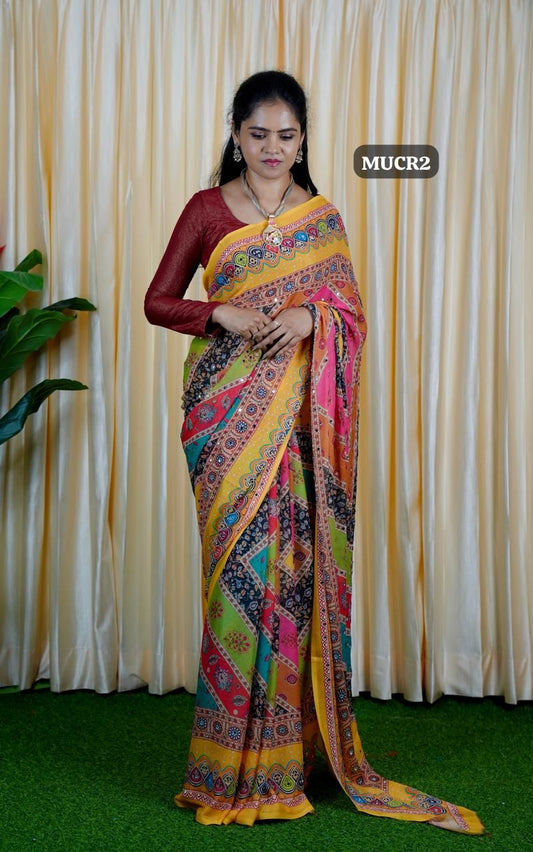 Soft georgette sarees mirror✅🥳(more than 2000 mirrors pasted)