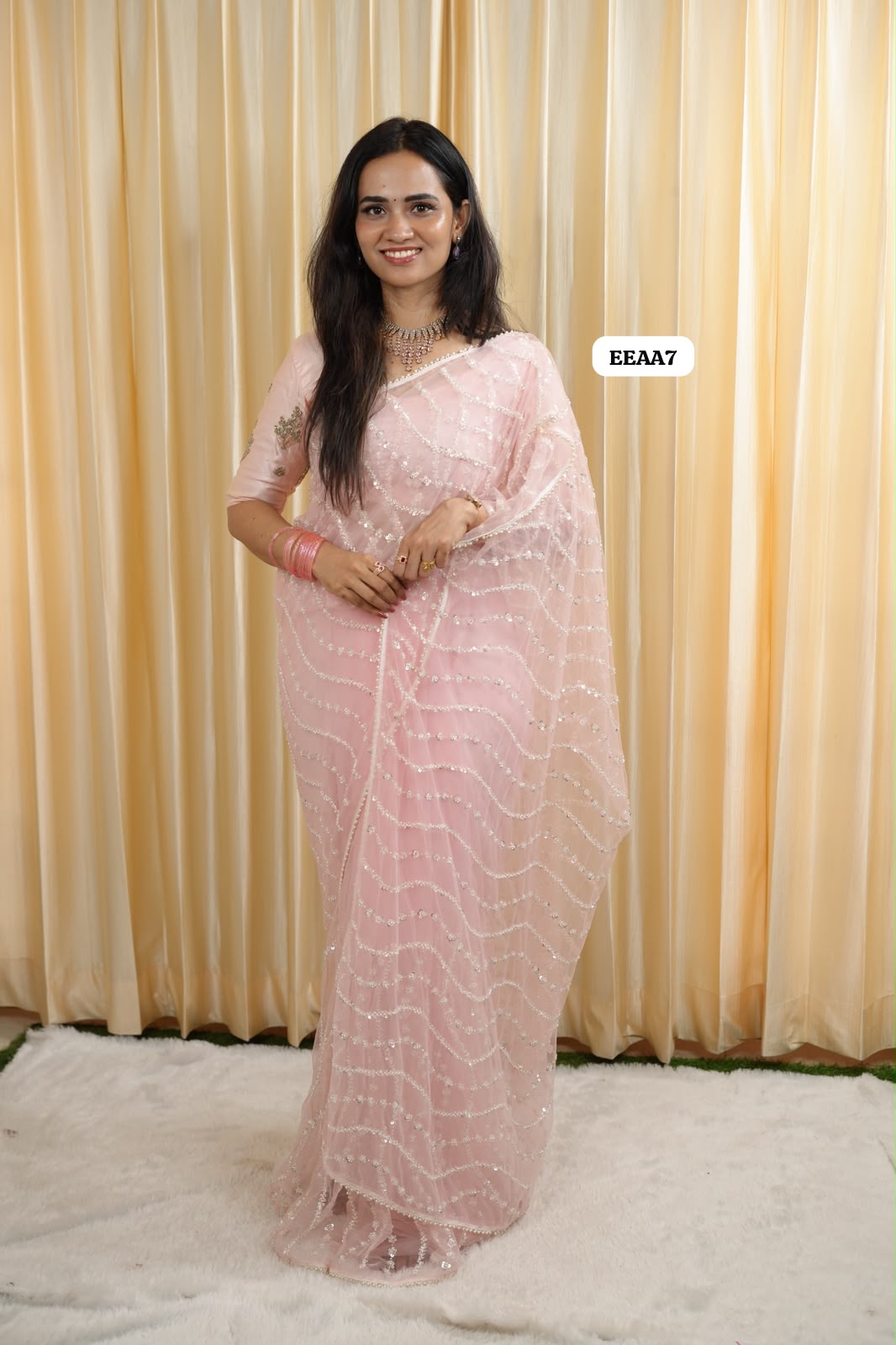 Designer saree with beads work 😍🥳