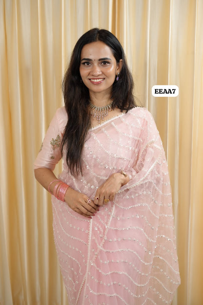 Designer saree with beads work 😍🥳